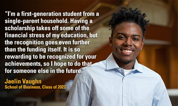 Photo of Jaelin Vaughn with a quote